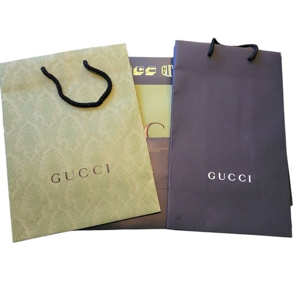 Gucci Shopping Bags Black & White + Gift Ties Set of 7 Reusable Gift Prop VR210 - Picture 5 of 12